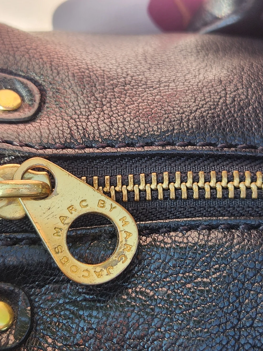 Marc Jacobs Black Leather Satchel Bag with Gold Hardware EUC